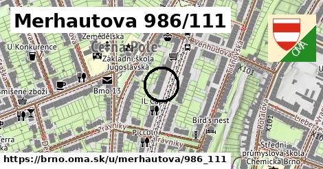 Merhautova 986/111, Brno