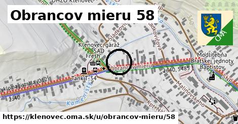 Obrancov mieru 58, Klenovec