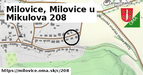 Milovice, Milovice u Mikulova <span class="supisne">208</span>
