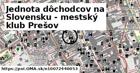 Jednota dôchodcov na Slovensku - mestský klub Prešov