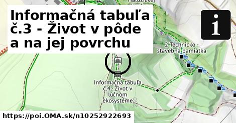 Informačná tabuľa č.3 - Život v pôde a na jej povrchu