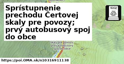 Sprístupnenie prechodu Čertovej skaly pre povozy; prvý autobusový spoj do obce