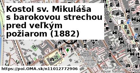 Kostol sv. Mikuláša s barokovou strechou pred veľkým požiarom (1882)