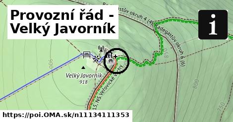 Provozní řád - Velký Javorník