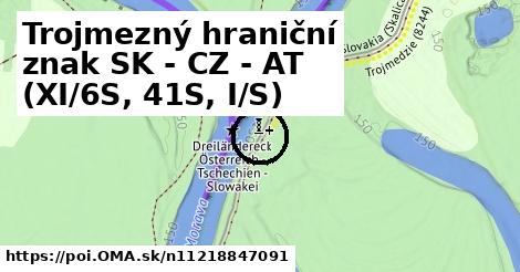 Trojmezný hraniční znak SK - CZ - AT (XI/6S, 41S, I/S)