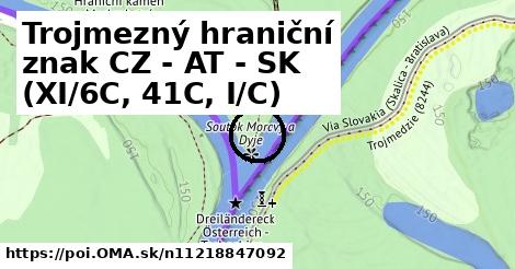 Trojmezný hraniční znak CZ - AT - SK (XI/6C, 41C, I/C)