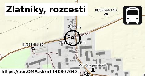 Zlatníky, rozcestí