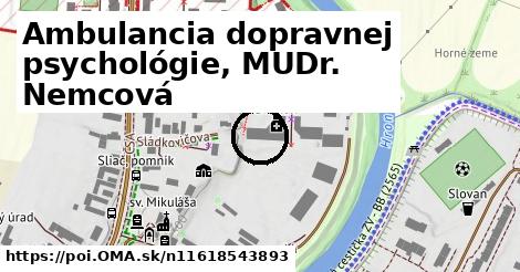 Ambulancia dopravnej psychológie, MUDr. Nemcová