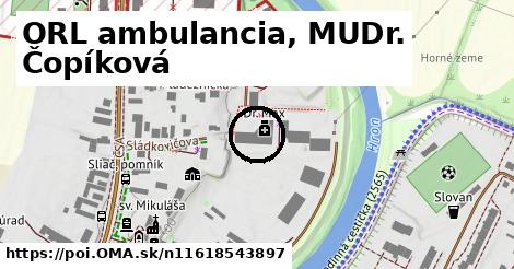 ORL ambulancia, MUDr. Čopíková