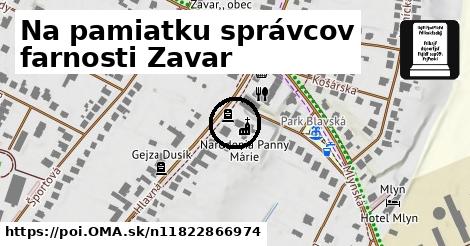 Na pamiatku správcov farnosti Zavar