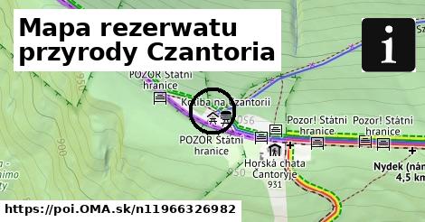 Mapa rezerwatu przyrody Czantoria