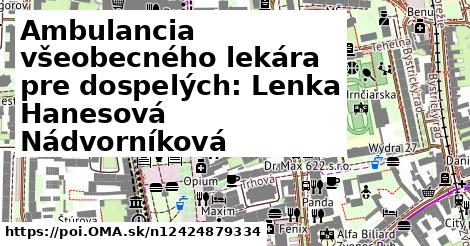 Ambulancia všeobecného lekára pre dospelých: Lenka Hanesová Nádvorníková
