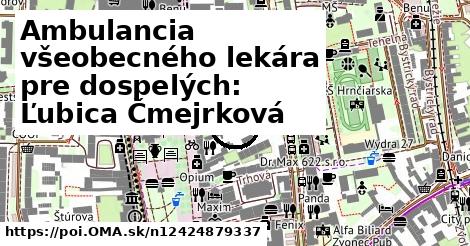Ambulancia všeobecného lekára pre dospelých: Ľubica Čmejrková