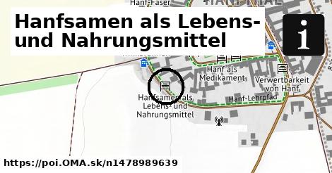 Hanfsamen als Lebens- und Nahrungsmittel