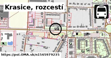 Krasice, rozcestí