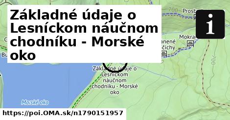 Základné údaje o Lesníckom náučnom chodníku - Morské oko