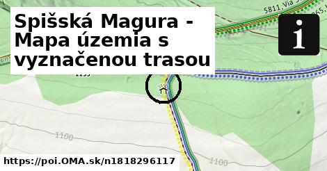Spišská Magura - Mapa územia s vyznačenou trasou