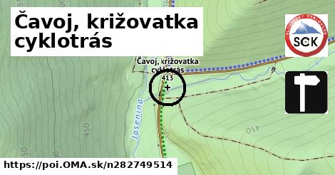 Čavoj, križovatka cyklotrás