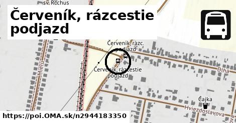 Červeník, rázcestie podjazd