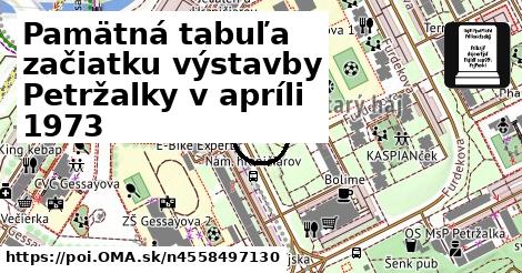 Pamätná tabuľa začiatku výstavby Petržalky v apríli 1973