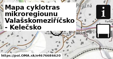 Mapa cyklotras mikroregiounu Valašskomeziříčsko - Kelečsko