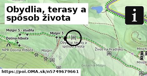 Obydlia, terasy a spôsob života