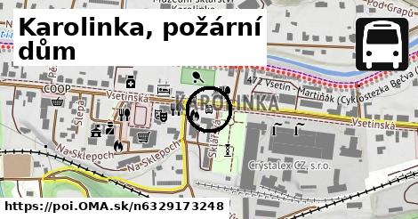 Karolinka, požární dům Zastávka autobusu