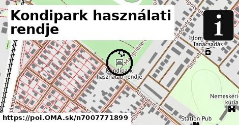 Kondipark használati rendje