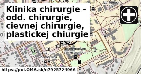 Klinika chirurgie - odd. chirurgie, cievnej chirurgie, plastickej chiurgie