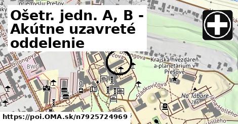 Ošetr. jedn. A, B - Akútne psychiatrické oddelenie