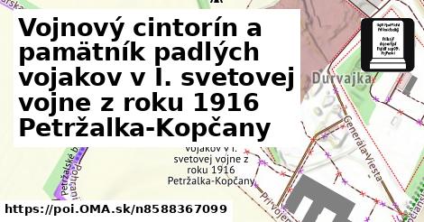 Vojnový cintorín a pamätník padlých vojakov v I. svetovej vojne z roku 1916 Petržalka-Kopčany