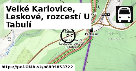 Velké Karlovice, Leskové, rozcestí U Tabulí