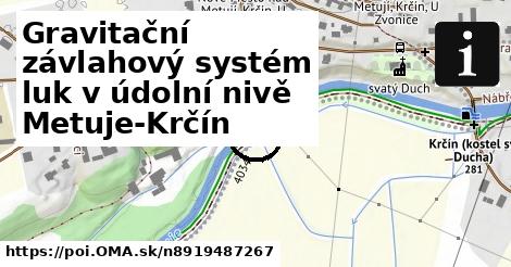 Gravitační závlahový systém luk v údolní nivě Metuje-Krčín