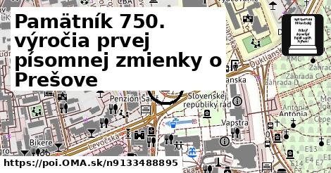 Pamätník 750. výročia prvej písomnej zmienky o Prešove
