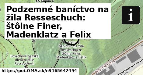 Podzemné baníctvo na žila Resseschuch: štôlne Finer, Madenklatz a Felix
