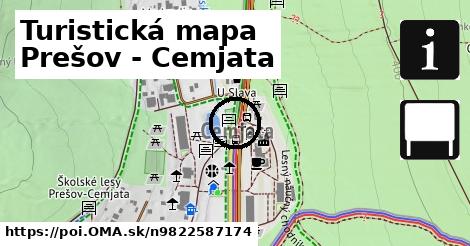 Turistická mapa Prešov - Cemjata