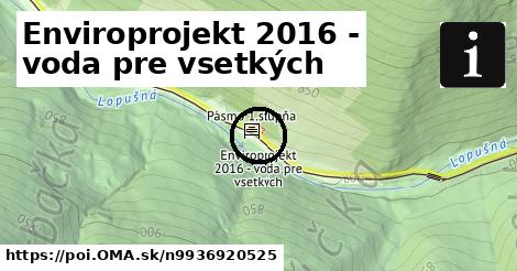 Enviroprojekt 2016 - voda pre vsetkých