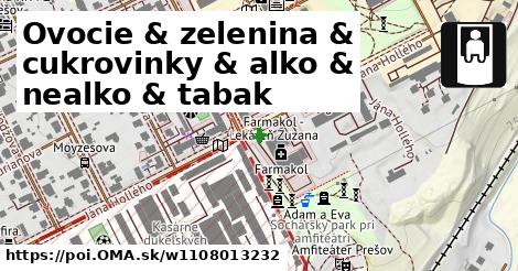 Ovocie & zelenina & cukrovinky & alko & nealko & tabak