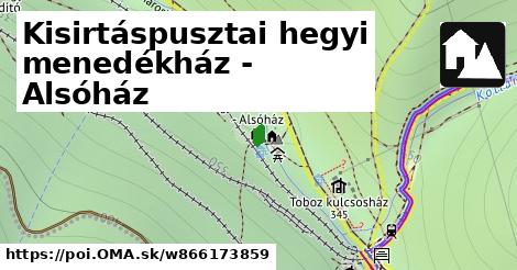 Kisirtáspusztai hegyi menedékház - Alsóház