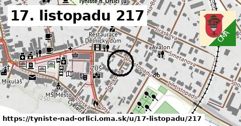 17. listopadu 217, Týniště nad Orlicí