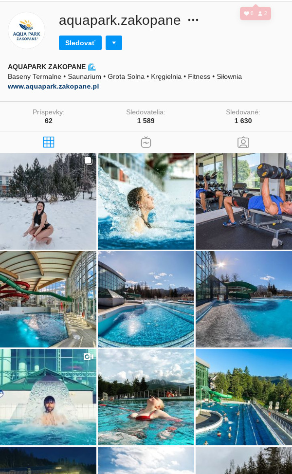 instgram foto @aquapark.zakopane