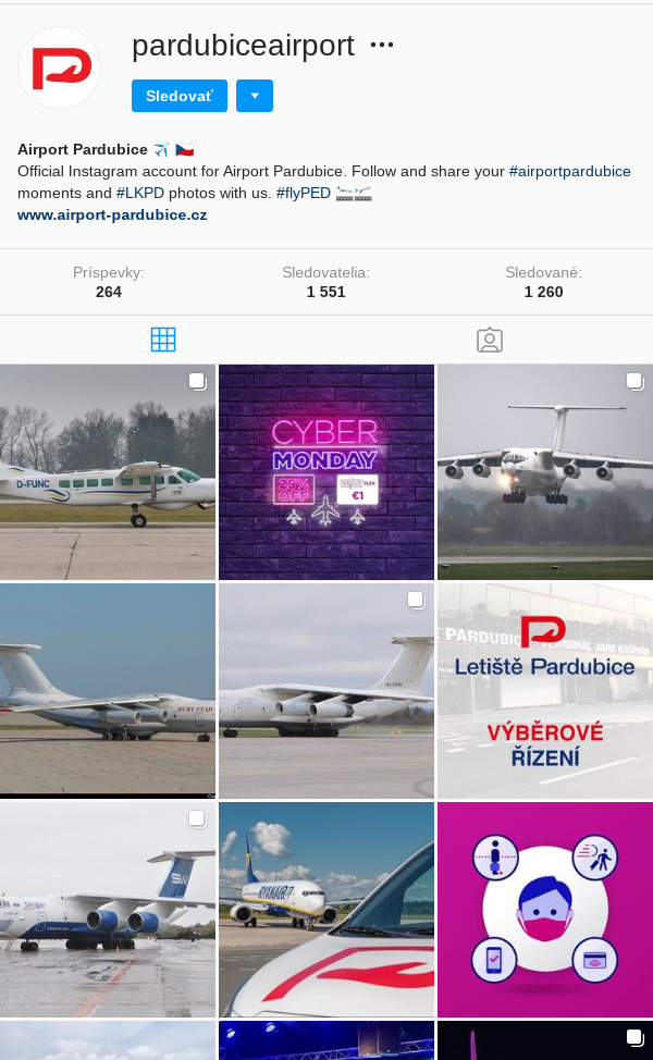 instgram foto @pardubiceairport