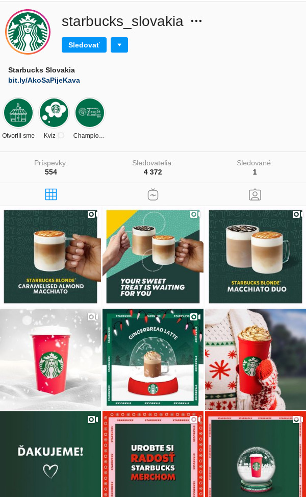 instgram foto @starbucks_slovakia