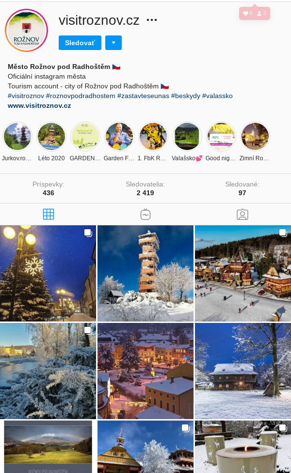 instgram foto @visitroznov.cz