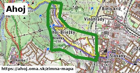 ikona Ahoj: 0 m trás zimna-mapa v ahoj