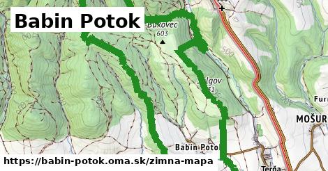 ikona Babin Potok: 0 m trás zimna-mapa v babin-potok