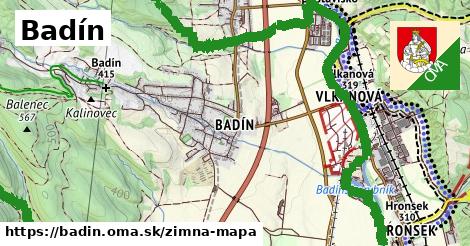 ikona Badín: 10,8 km trás zimna-mapa v badin