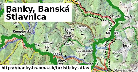 ikona Banky, Banská Štiavnica: 18 km trás turisticky-atlas v banky.bs