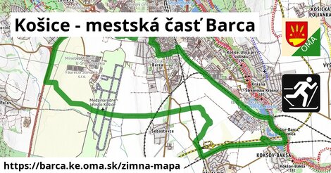 ikona Košice - mestská časť Barca: 0 m trás zimna-mapa v barca.ke