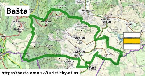 ikona Bašta: 0 m trás turisticky-atlas v basta